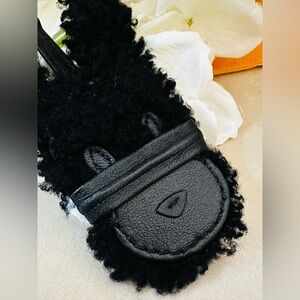 NWT Coach x Baseman Leather Black Shearling Key Fob